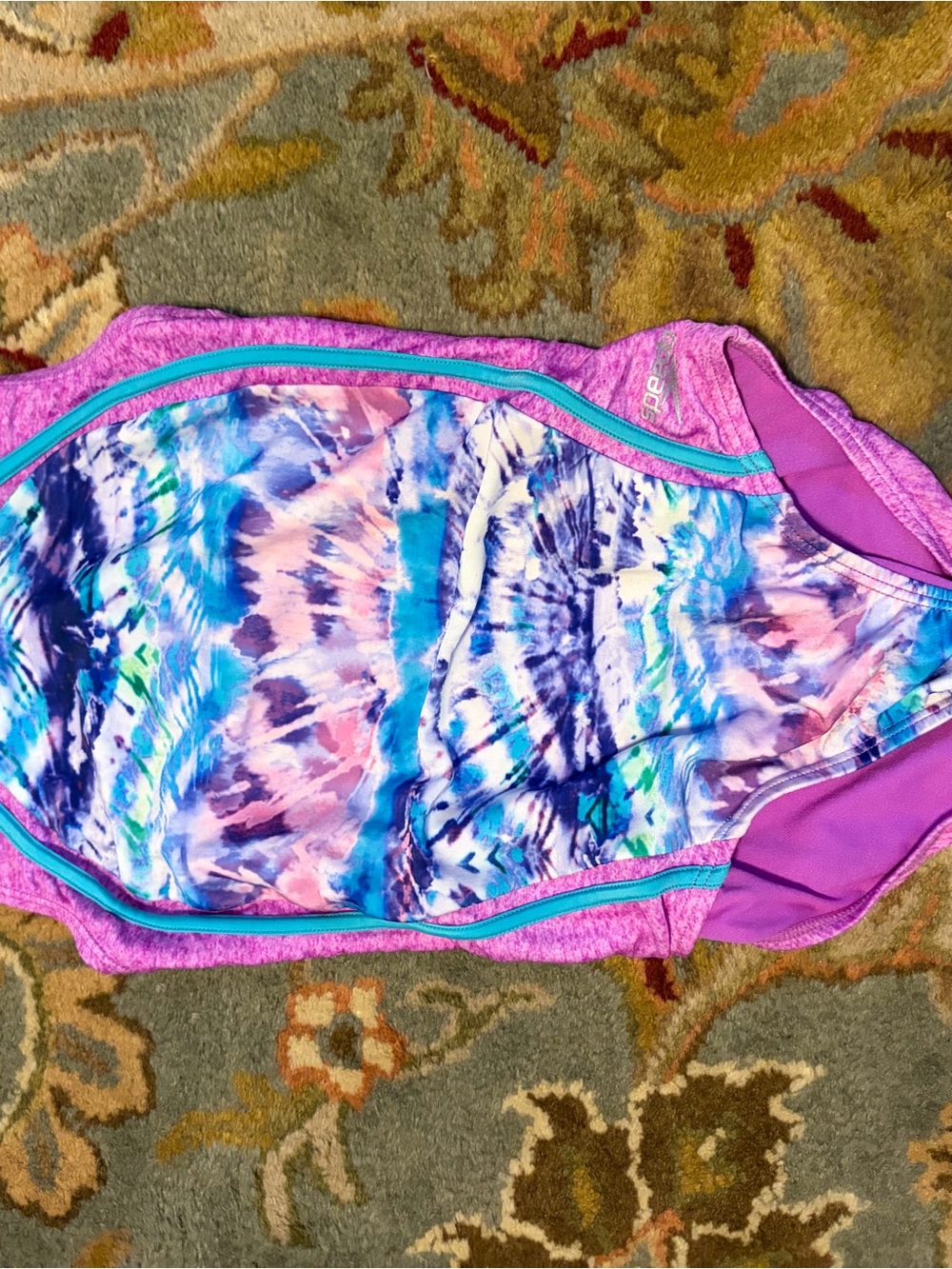 Speedo Girls Pink & Purple Tie-Dye One-Piece Swimsuit